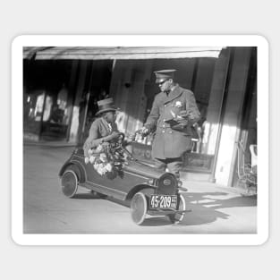 Pedal Car Traffic Stop, 1922. Vintage Photo Magnet